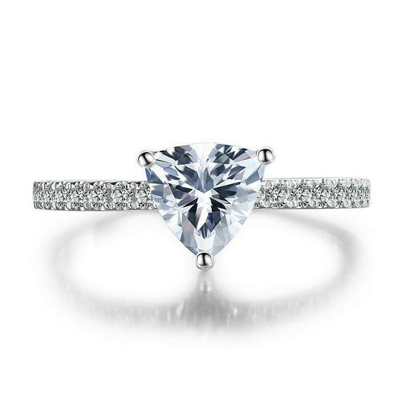 1.50 cts Certified Moissante Triangle Cut Engagement Ring, Sterling Silver Bridal Ring, Diamond Promise Ring, Anniversary Ring, Gift for Her