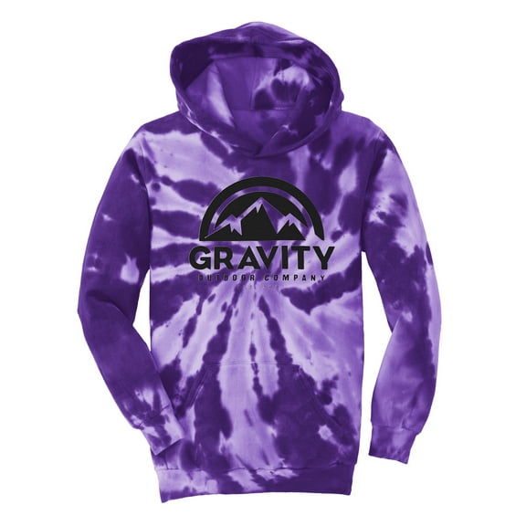 GOC Mountain Water-Based Youth Tie-Dye Pullover Hoodie - Purple - X-Small