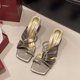 thumbnail image 2 of Women's Rhinestone Slide Open Toe Twist Strappy Sandals, 2 of 5