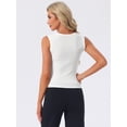thumbnail image 4 of DARING DIVA Women's Scoop Neck Sleeveless Fitted Cotton Layering Tank Top L White, 4 of 7