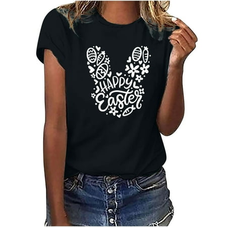 

Summer T-Shirt for Women Women Crewneck s Day Print T-shirts Fashion Comfortable Female Blouses Tops Short Sleeve Women S Tops Tees & Blouses Black S