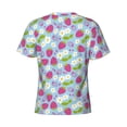 thumbnail image 6 of Vsdgher Strawberry And Flowers Print Men's Dry Fit Mesh Athletic Shirts Moisture Wicking Tennis T-Shirt Tops, 6 of 9