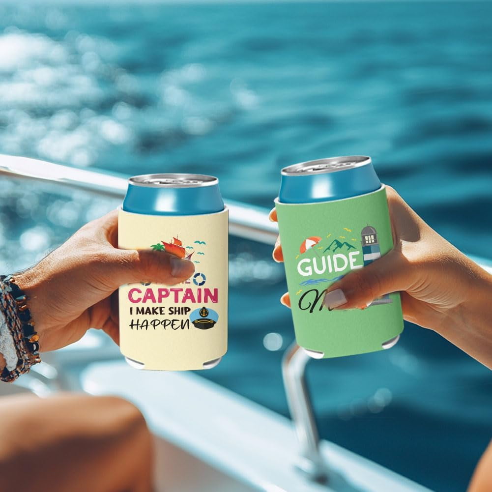 Cruise Beer Can Cooler 16 Pcs Neoprene Boating Gift Beer Sleeves for Can Sleeves for Men 12 oz Reusable Insulated Funny Drink Cans Cover