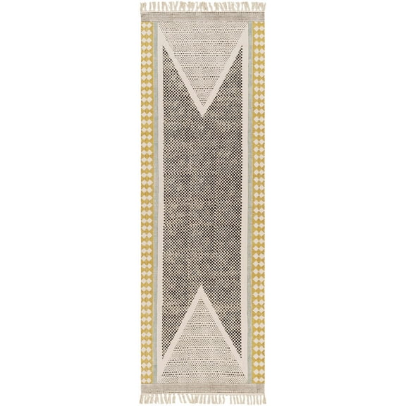 BoutiqueRugs Sherbrooke Bohemian, Transitional Runner Rug - Black, Teal, Mustard - 2'6" x 8' Runner