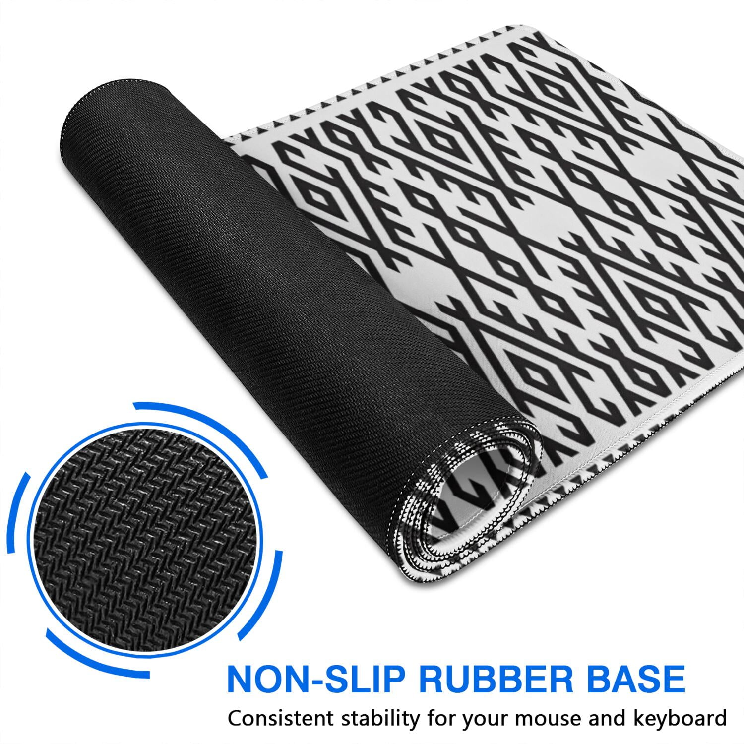 Long Mouse Pads for Desk,Black Geometric Striped Pattern Desk Mats on Top Of Desks, Desk Mouse Pad Extra Large with 3mm Non-Slip Base and Stitched Edge for Gaming,Office,Work,Home 35.4"x15.7"