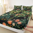 thumbnail image 3 of Manfei Kawaii Kitten Fitted Sheet Full, Boho Garden Groovy Bed Set, Green Black, 3 Pieces, 1 Fitted Sheet and 2 Pillowcases, 3 of 6