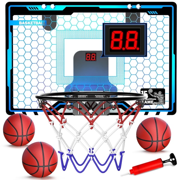 Canasta de baloncesto HopeRock Indoor Mini con LED para niños con 3 pelotas