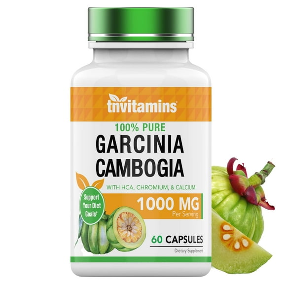 TNVitamins Garcinia Cambogia Extract Capsules (1000 mg x 60 Pills) with HCA & Chromium | Weight Loss & Diet Pills for Women & Men*