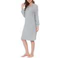 thumbnail image 4 of INSPIRE CHIC Women's Pajamas Hoodies Pockets Dress Nightshirt Lounge Sleepwear Nightgown L Gray, 4 of 4