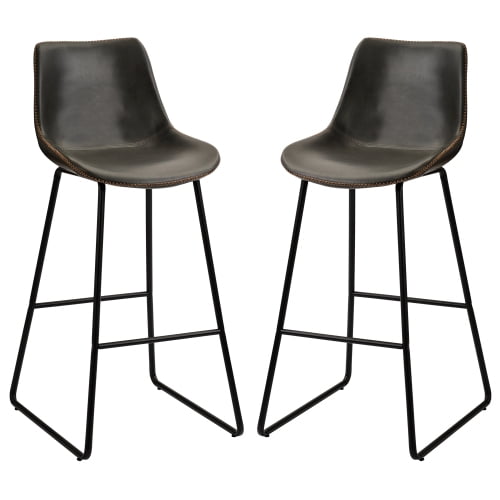 TeamMe Upholstered Barstool Set of 2, Counter Height Bar Stools Dining