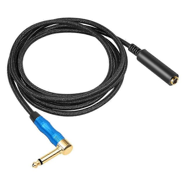 Right Angle 6.35Mm TRS Stereo Male to Female Audio Cable Guitar Extension Cable Cord for Amplifiers Headphone 1.8m