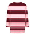 thumbnail image 5 of hxobax Striped 3/4 Length Sleeve Shirts Womens Trendy Pleated Crewneck Button Blouse Cute Tunic Tops, 5 of 5