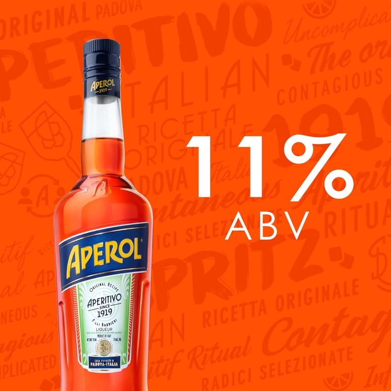 Aperol Italian Liqueur, 750 ml Bottle, Orange, Herbs and Vanilla, 11% ABV -  Walmart.com