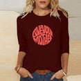 thumbnail image 3 of Blusas para Mujeres Casual 3/4 Manga Cuello Redondo Impreso Suelto, Mujer 3/4 Manga Tops Y Blusas para Diario, 3 of 4