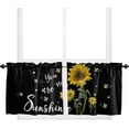 thumbnail image 2 of Sunflowers Tier Curtains 27.5x36inch - 2 Panels Rod Pocket Valance Curtains Half Window Curtain Tiers for Bathroom Kitchen Cabinet Rod Pocket, You are My Sunshine Black, 2 of 5
