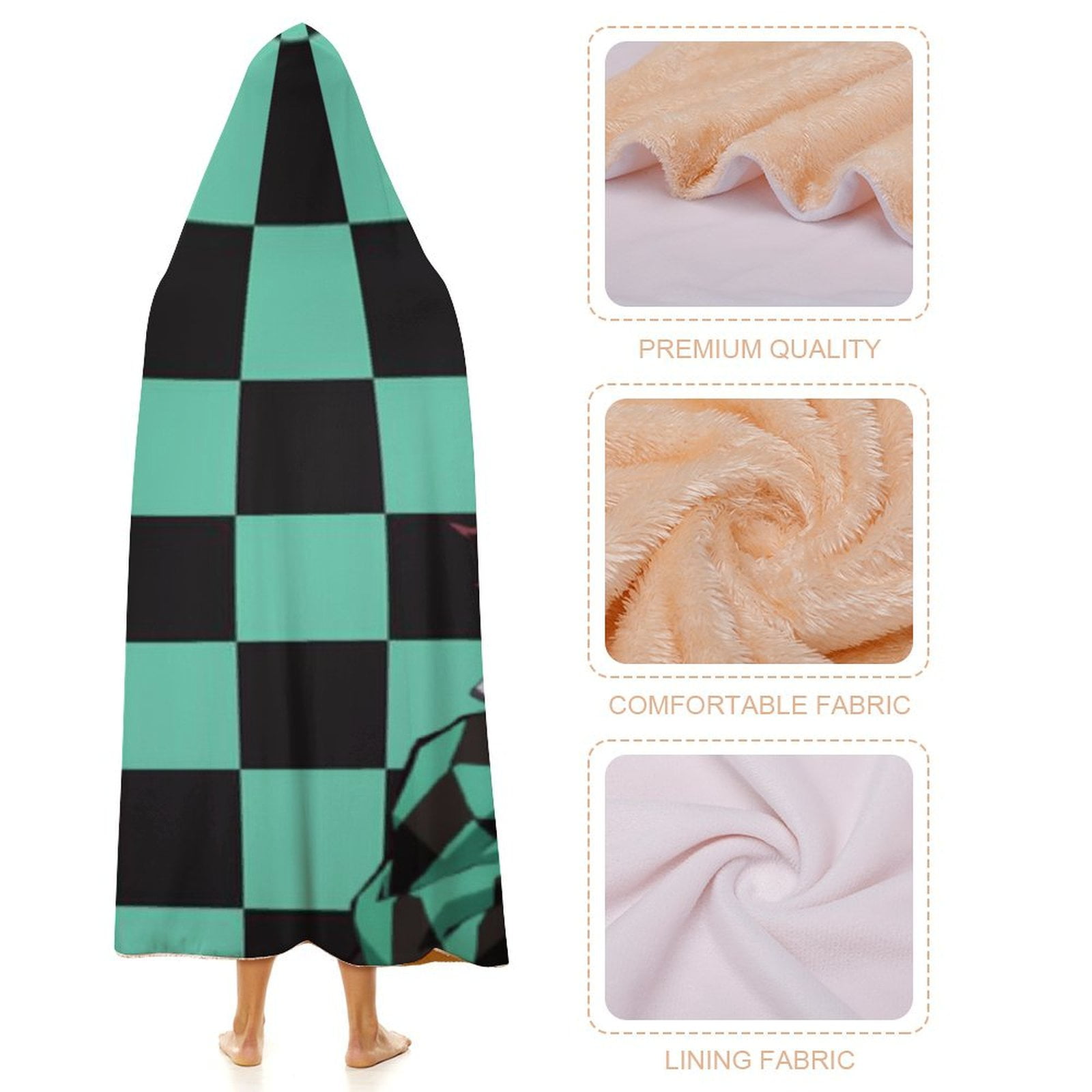 Demon Slayer Wearable Blanket Cloak Arctic Velvet Hooded Blanket Soft Fuzzy Hoodie Blanket Cape for Adults Kids 40"x50"