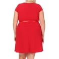 thumbnail image 3 of Women's Plus Size Casual Flared A Line Swing Dresses Short Sleeve With Belt Trim, 3 of 6