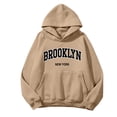 thumbnail image 4 of Women's Hoodies & Sweatshirts Women Solid Basic Letter Loose Hoodie Sweatshirt Long Sleeve Pocket Drop Shoulder Pullovers Top, 4 of 6