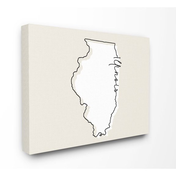 Stupell Industries Illinois Home State Map Neutral Print Design Canvas Wall Art by Daphne Polselli