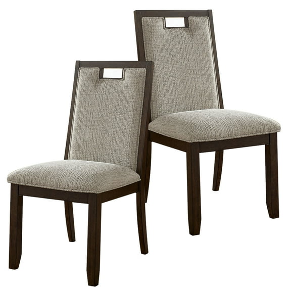 William's Home Furnishing Dark Walnut/Beige Caterina Side Chair
