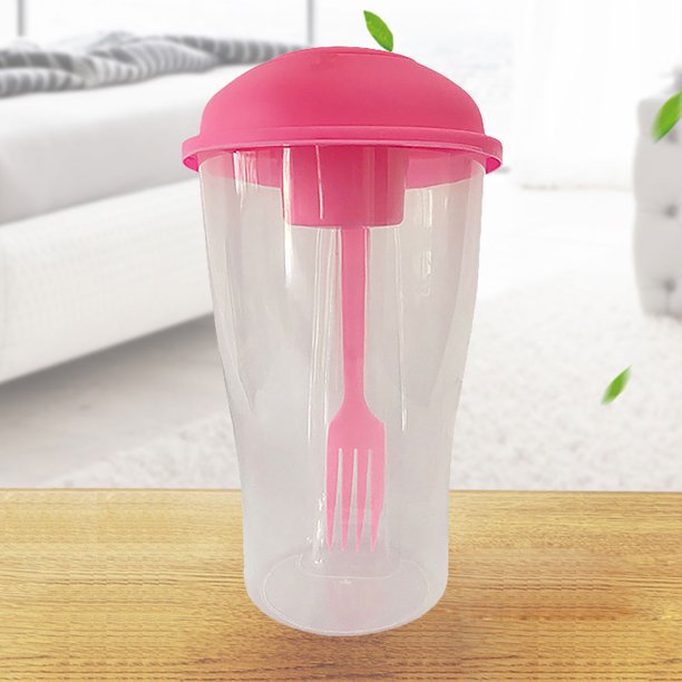 Taza De Ensalada Fiambrera portátil para almacenamiento de alimentos de gran capacidad (rosa)