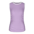 thumbnail image 7 of DeHolifer Women's Tank Top Summer Sleeveless Color Blocking Crewneck Vest Ribbed Knit Side Ruched Tunic Shirt Purple 2XL, 7 of 7