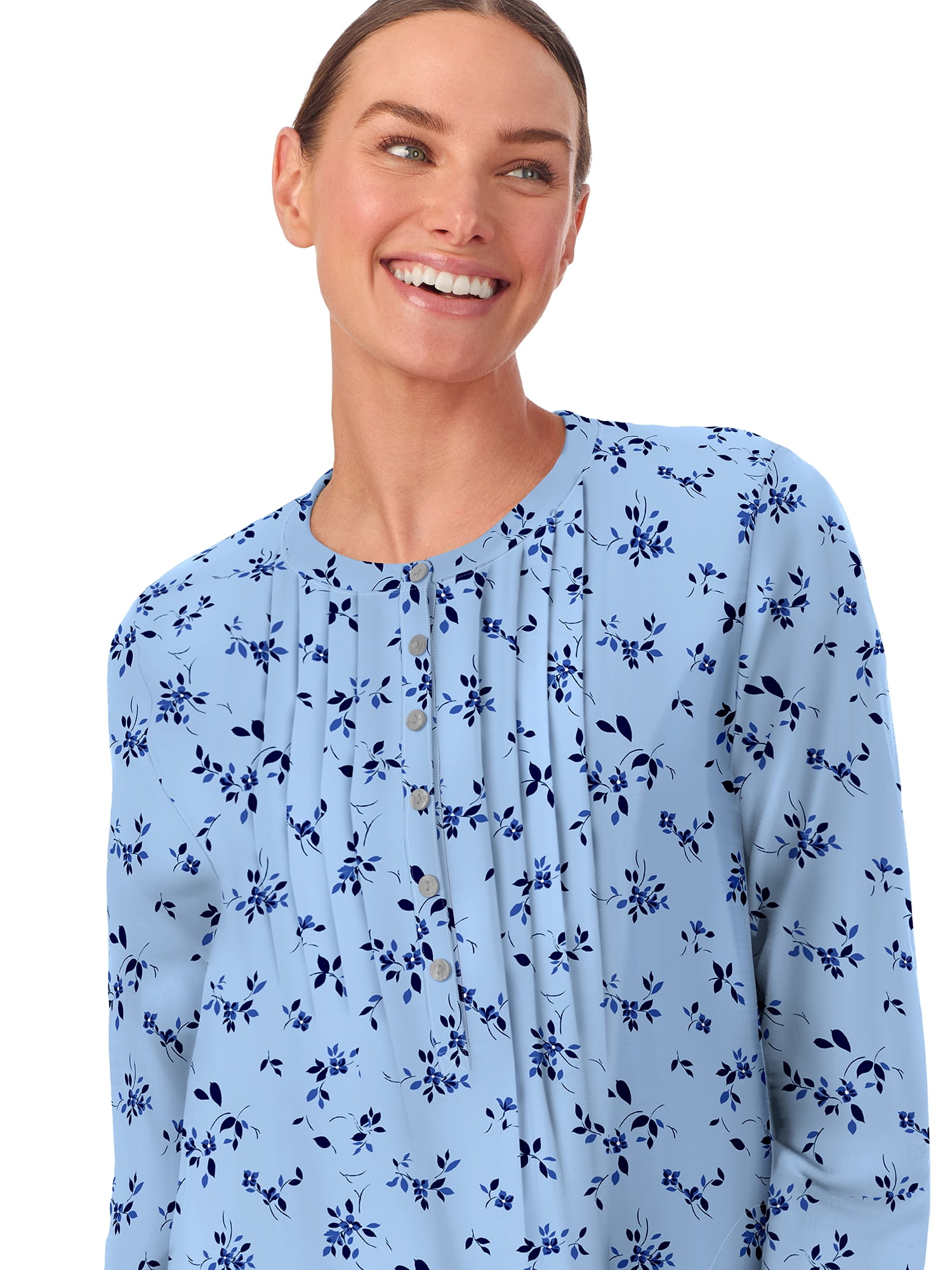 Aria Women’s 100% Cotton Woven Flannel Long Sleeve Nightgown, Sizes XS-5X