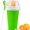 Green, variant on Slushy Cup, Freeze, Squeeze and Enjoy! Slushie Magic Cup, Homemade DIY  Gadget with Lid & Straw Spoon  350ML, Washable, BPA free Kitchen Utensils Mug