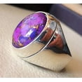 thumbnail image 5 of Purple Copper Turquoise Mans Ring, Natural Copper Turquoise, Silver Jewelry, 925 Silver Ring, Birthday Gift, Heavy Mens Ring, Arabic Design, Ottoman Style Ring, Christmas, Turkey Mens Signet Ring, 5 of 5