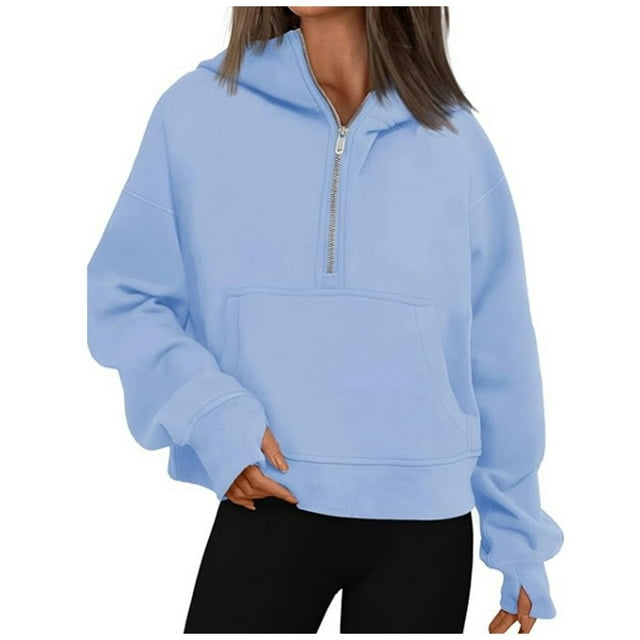 WEAIXIMIUNG Sweat à Capuche Zippé pour Femmes Grande Taille Mode Décontractée à Manches Longues Couleur Unie
