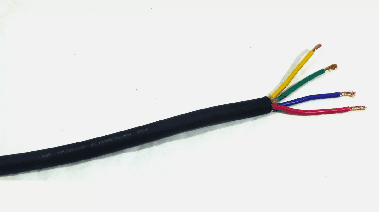 LASE 10 AWG Gauge 4 Conductor Heavy Duty Speaker Wire (Sold in 10 Ft Increments)