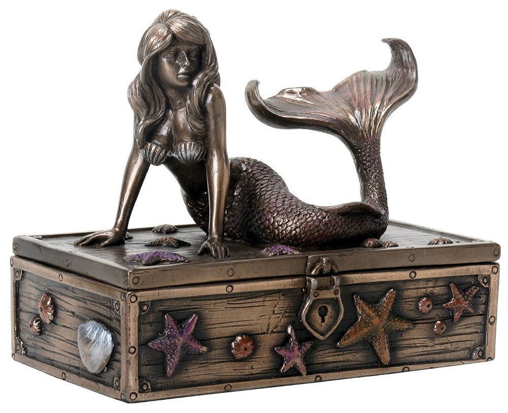 Mermaid in the Ocean Jewelry Trinket Box Storage Container Beach Decoration New 