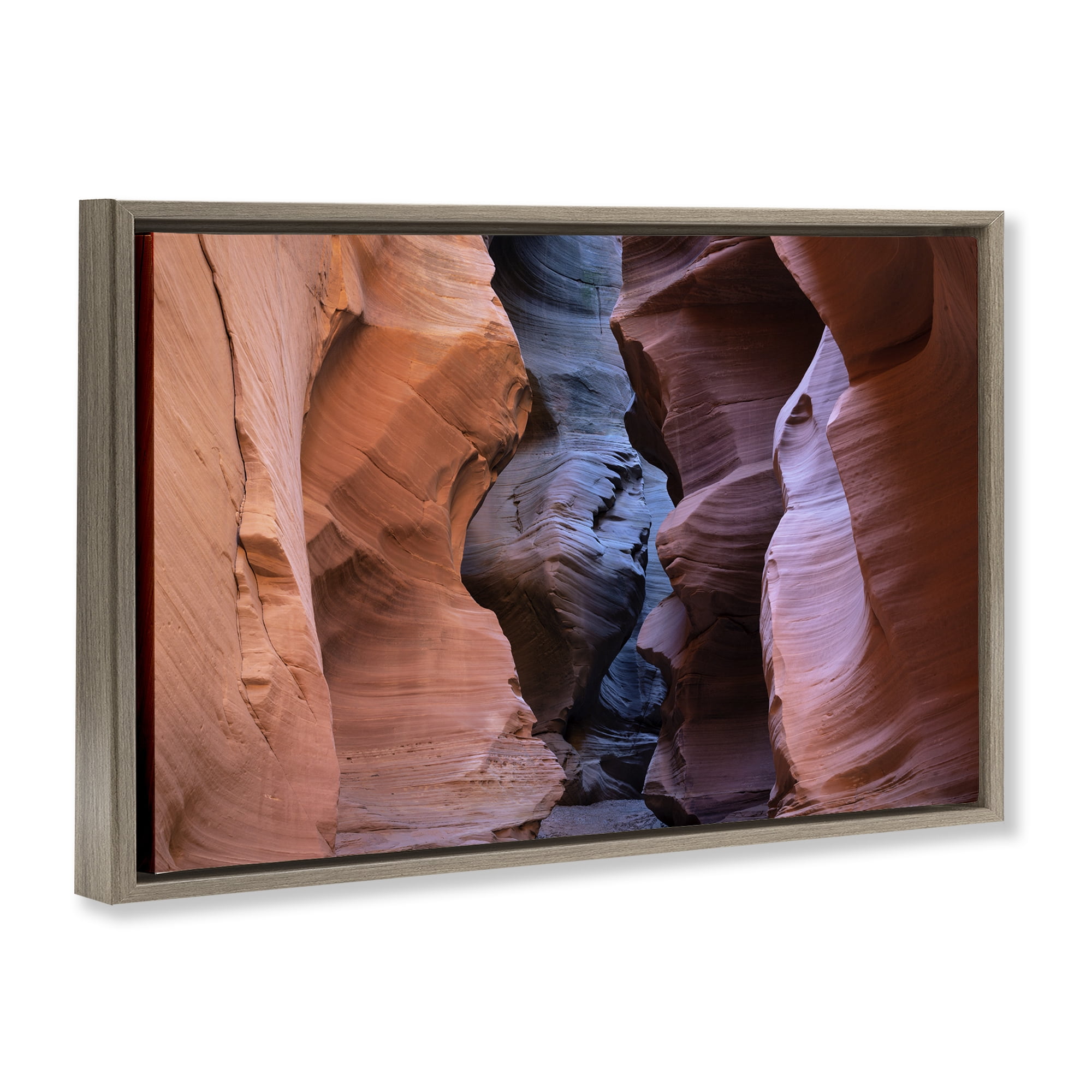 Stupell Industries Slot Canyon View Landscape Photography Brown Floater Framed Art Print Wall Art, 25 x 17