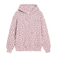 thumbnail image 2 of Sevevn Girls' Leopard Print Hoodie Sweatshirt Long Sleeve Pullover Hooded Top with Ribbed Cuffs and Hem, Cute Casual Graphic Printed Sweatshirt for Kids Everyday School Travel and Outdoor Wear, 2 of 5
