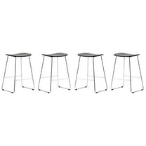 LeisureMod Melrose Modern Wood Counter Stool With Chrome Frame Set of 4