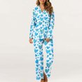 thumbnail image 4 of HaoXianJian 2 Pack Womens Pajama s Long Sleeve with Long Pajama Pant V-neck Soft Sleepwear Heart Printed Pjs Loungewear s Plus Size 2X 3X, 4 of 7