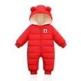 thumbnail image 2 of SYNPOS 0-12 Months Baby Boy Girl Winter Warm Ear Hooded Romper Jumpsuit Jacket Overcoat Thick Down Coat, 2 of 4