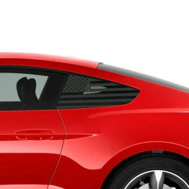 Bogar Tech Designs Precut Quarter Window American Flag Vinyl Decal Compatible with Ford Mustang 2015-2021, Matte Black