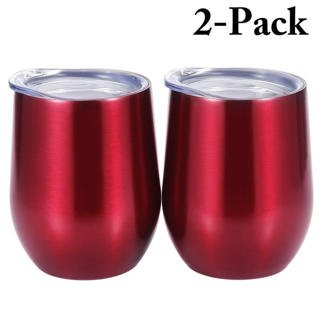 Coofit 2 Pcs Verres à Vin en Acier Inoxydable Isolés Verres à Bière avec Couvercle