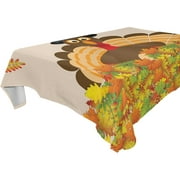SKYSONIC Thanksgiving Turkey Tablecloth Waterproof Washable Polyester Square Table Cover Durable Tablecloth for Kitchen Dining Table Party Decor (60 X 108 Inch)