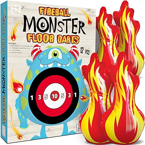 Hapinest Fireball Monster Floor Darts Indoor Outdoor Yard Lawn Toys & Games for Kids Boys and Girls Toddler Ages 4 5 6 7 8 Years Old
