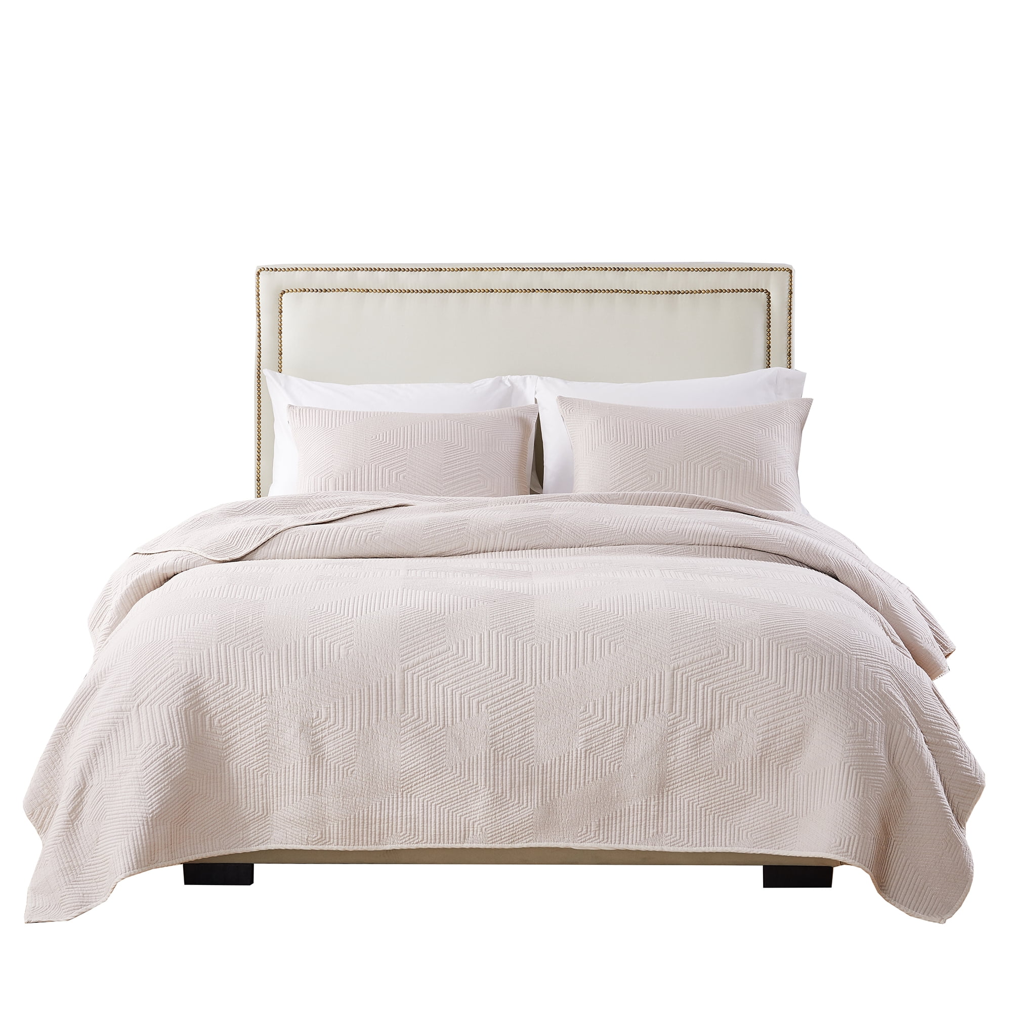 Barefoot Bungalow All Ages Parker Modern Quilt and Pillow Sham Set, Oversized, Full/Queen, Linen