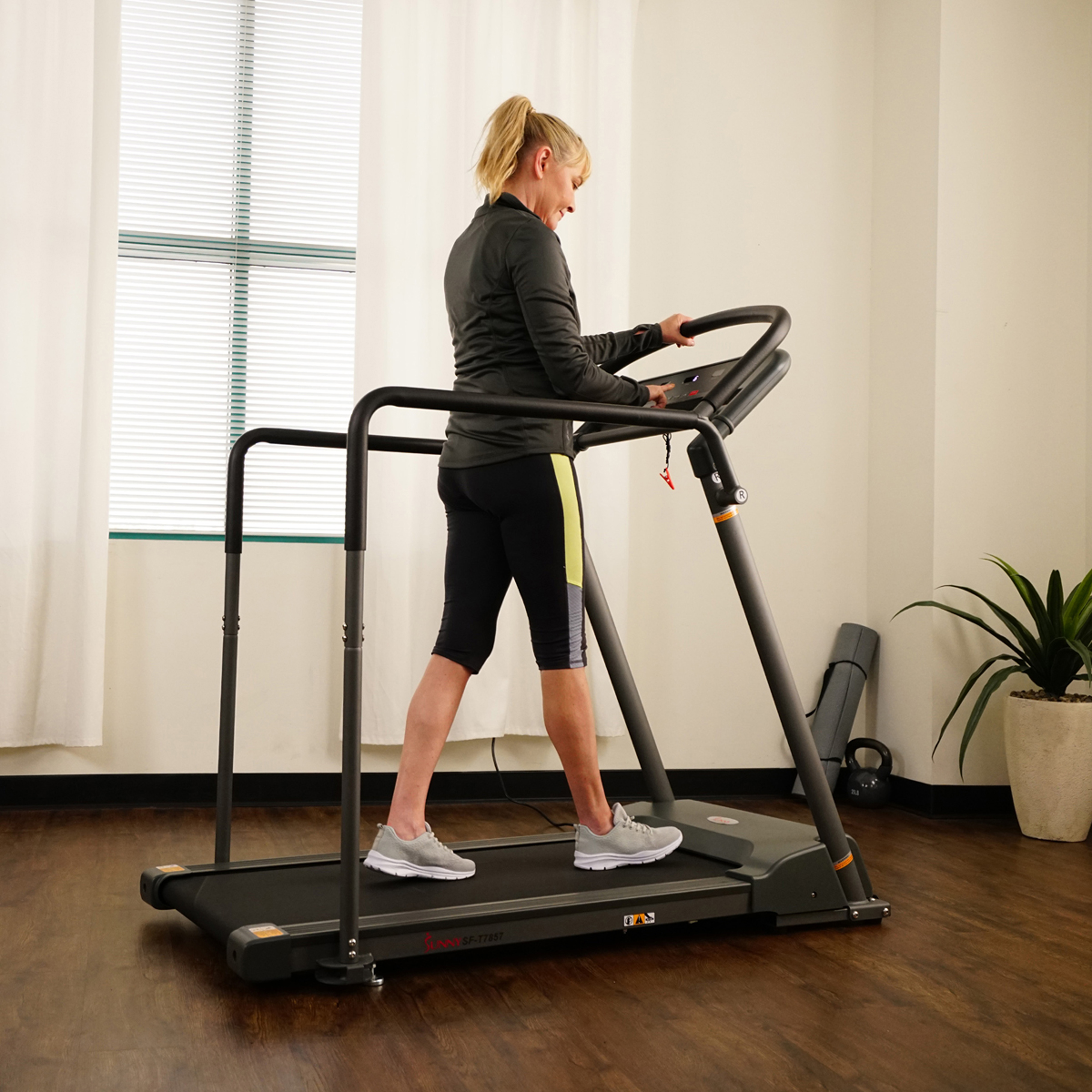 Sunny Health & Fitness Recovery Walking Pad Treadmill Machine, Low Profile Deck, Handrails for Mobility/Balance Support SF-T7857 - image 7 of 9