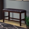 thumbnail image 6 of Benjara Wooden Counter Height Bench with Leatherette Seat- Brown and Black, 6 of 6