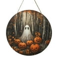 thumbnail image 2 of HavenCraft Round Halloween Door Hanger Trick Or Treat Welcome Sign Halloween Door Decoration Front Door Welcome Logo Pumpkin Door Hanger Retro Hanging Logo Home Kitchen Garden Porch Decoration, 2 of 9