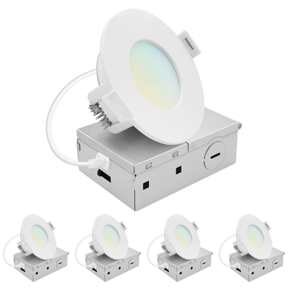 LUXRITE 3 In. LED ECO Backlit Mini Panel Light, 5CCT 2700K-5000K, 660LM, 8W, 100 Beam, Dimmable, ETL & Wet Rated 4 Pack