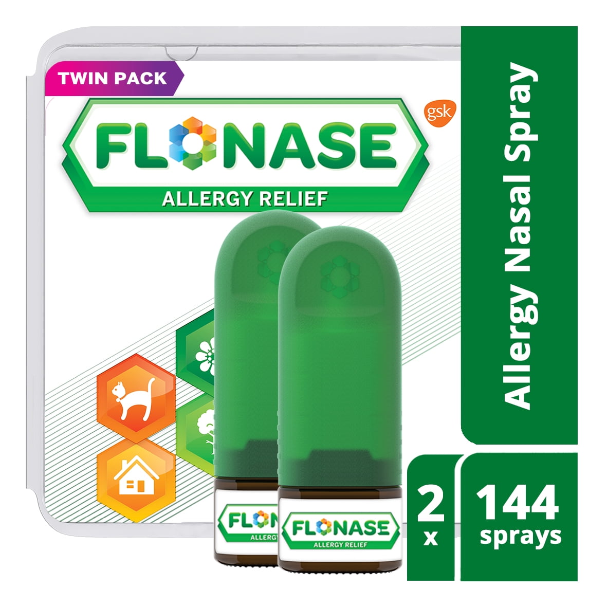 Flonase 24Hr Allergy Relief Nasal Spray, 2x144 sprays, Full