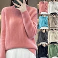 thumbnail image 4 of qucoqpe Women's Casual Pullover Sweaters 2025 Fall Winter Mock Neck Long Sleeve Cozy Knitted Sweater Tops, 4 of 4