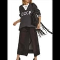 thumbnail image 1 of Suéter de Punto con Cuello en V y Larga para Mujer con Estampado de Letras Gris Oscuro M, 1 of 7