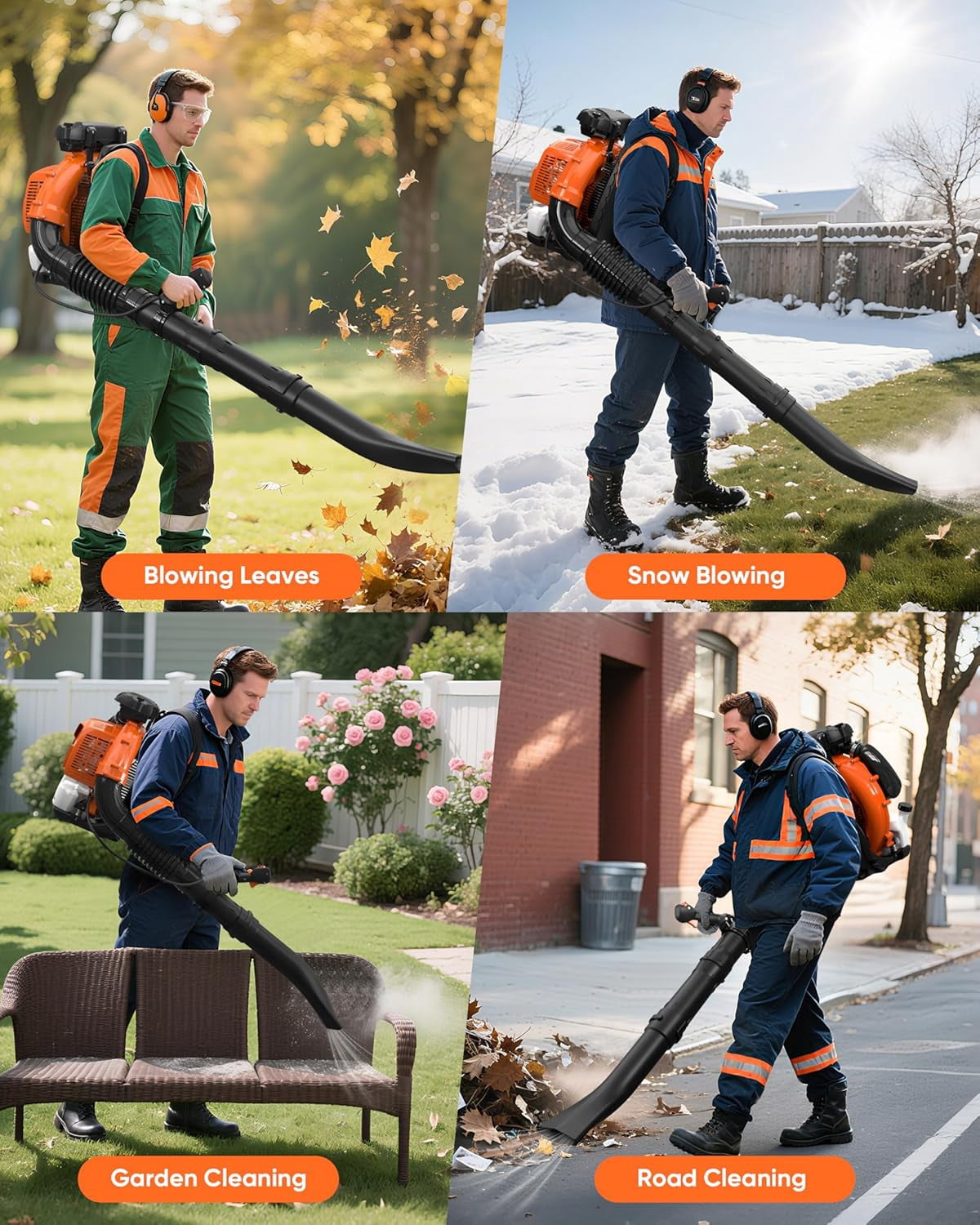 75.6CC Gas Leaf Blower Backpack 847CFM 2-Cycle Ergonomic Harness System -236 MPH Low Vibration -Cruise Control Powerful Gas Blowers for Lawn Yard Care